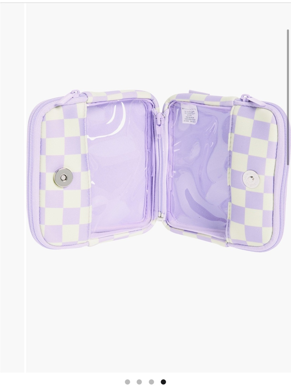 Lavender Check Clear-Panel Cosmetic Pouch